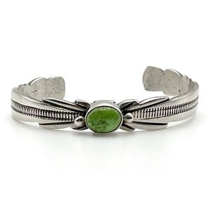 Wilson Begay, Native American Jewelry – Sterling Silver Turquoise Cuff Bracelet